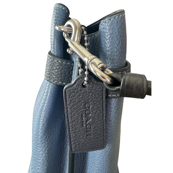 Coach CH188 Hanna Shoulder Bag Pebble Leather Crossbody Washed Chambray Blue - Picture 8 of 16